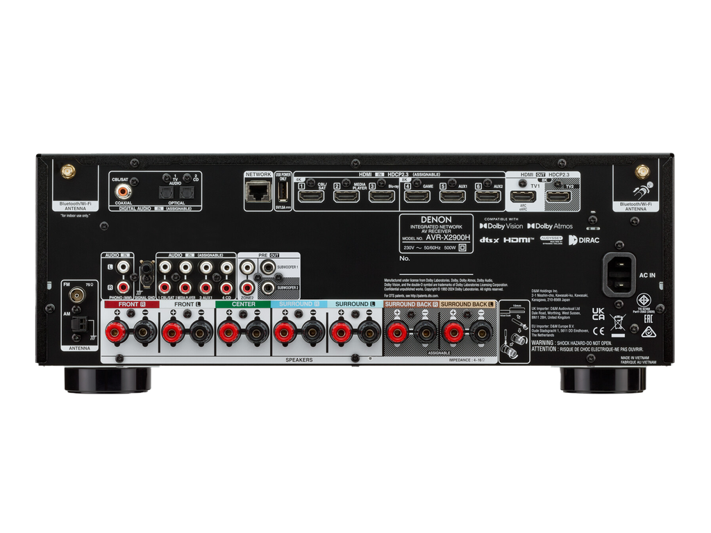 DENON AVR-X2900H 7.2CH 4K/8K DOLBY ATMOS AV RECEIVER